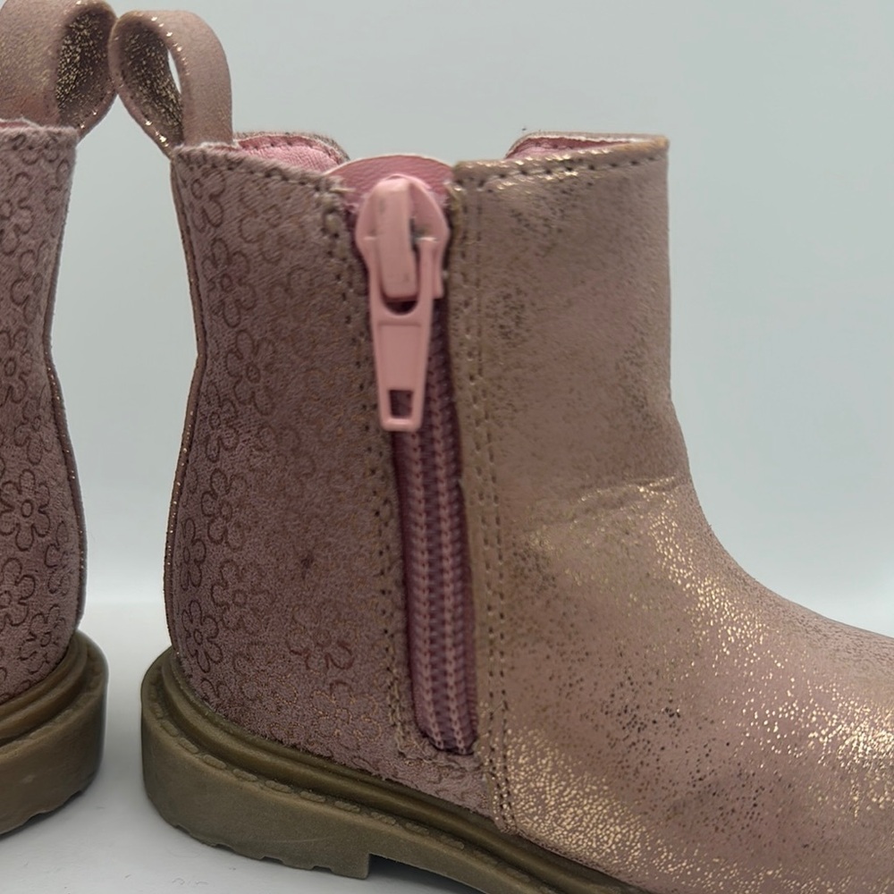 WONDER NATION Pink and Gold Chelsea Boots, Baby Size 3 - Picture 5 of 9